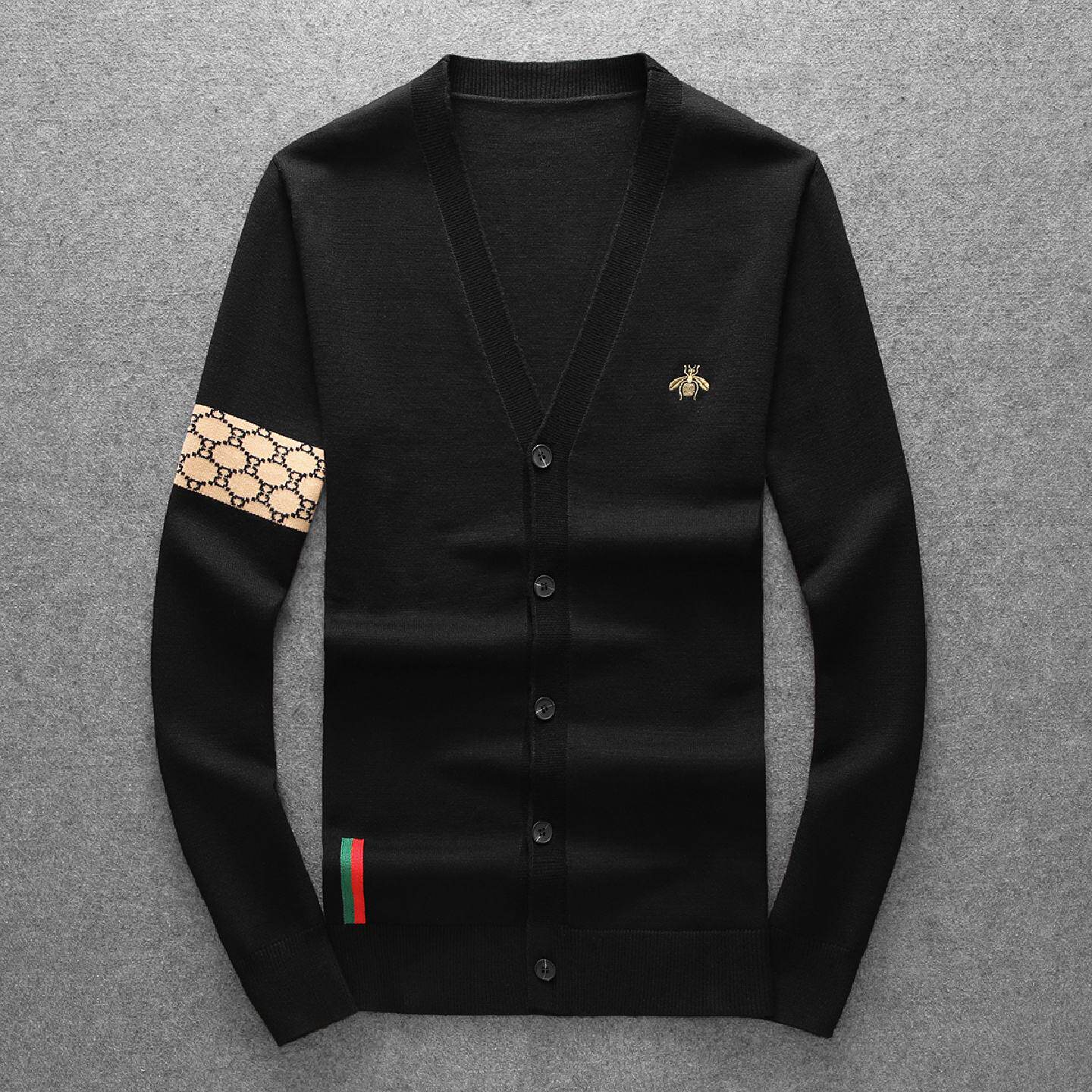 秋季潮牌开衫针织衫男士欧货高端羊毛衫欧洲站小蜜蜂刺绣毛衣外套