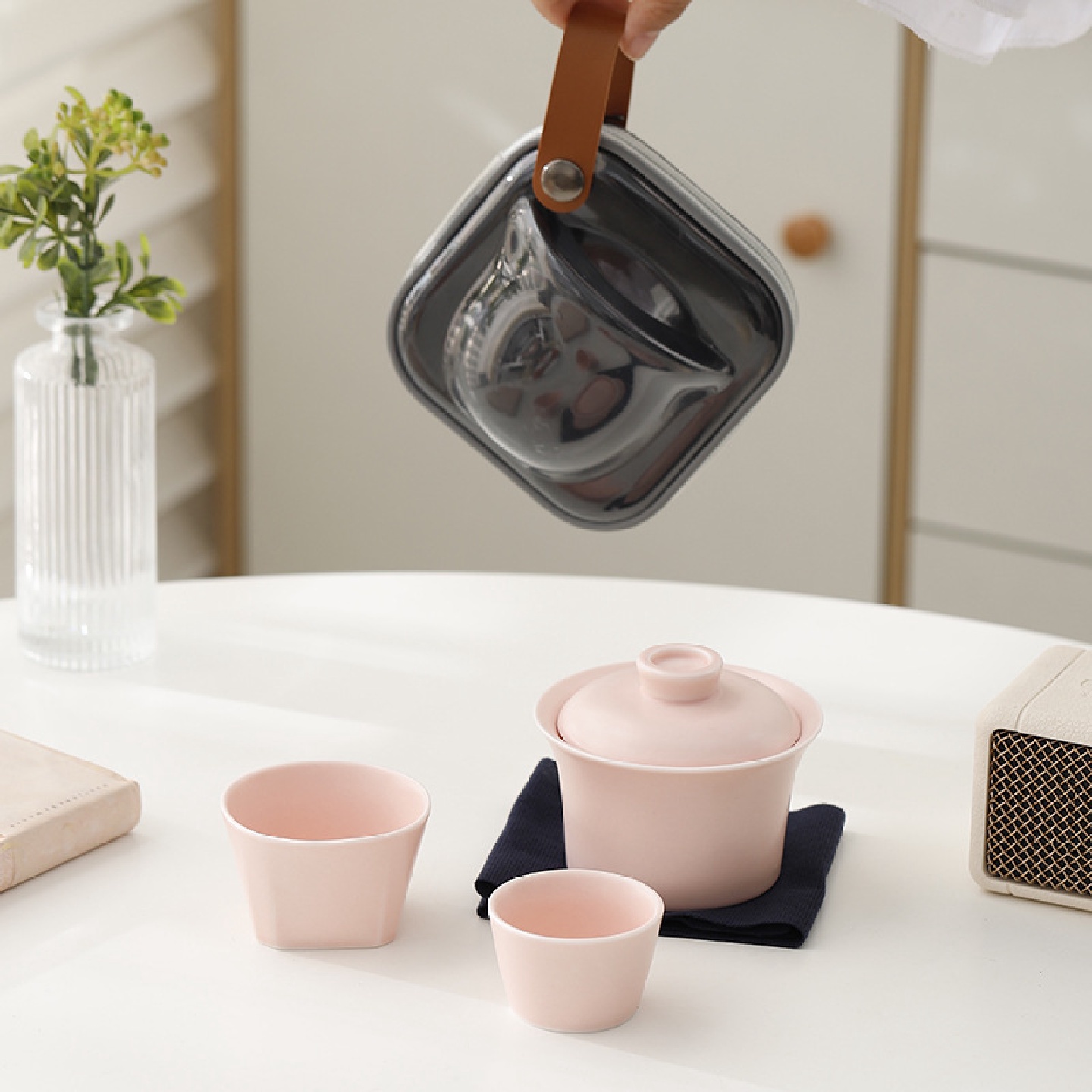 旅行茶具套装简约户外便携式陶瓷快客杯一壶二杯办公室功夫泡茶壶
