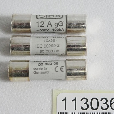 议价Siba Sicherunn 5006308.12 500Vac 100Ka 12A Gg 10X38  Inh