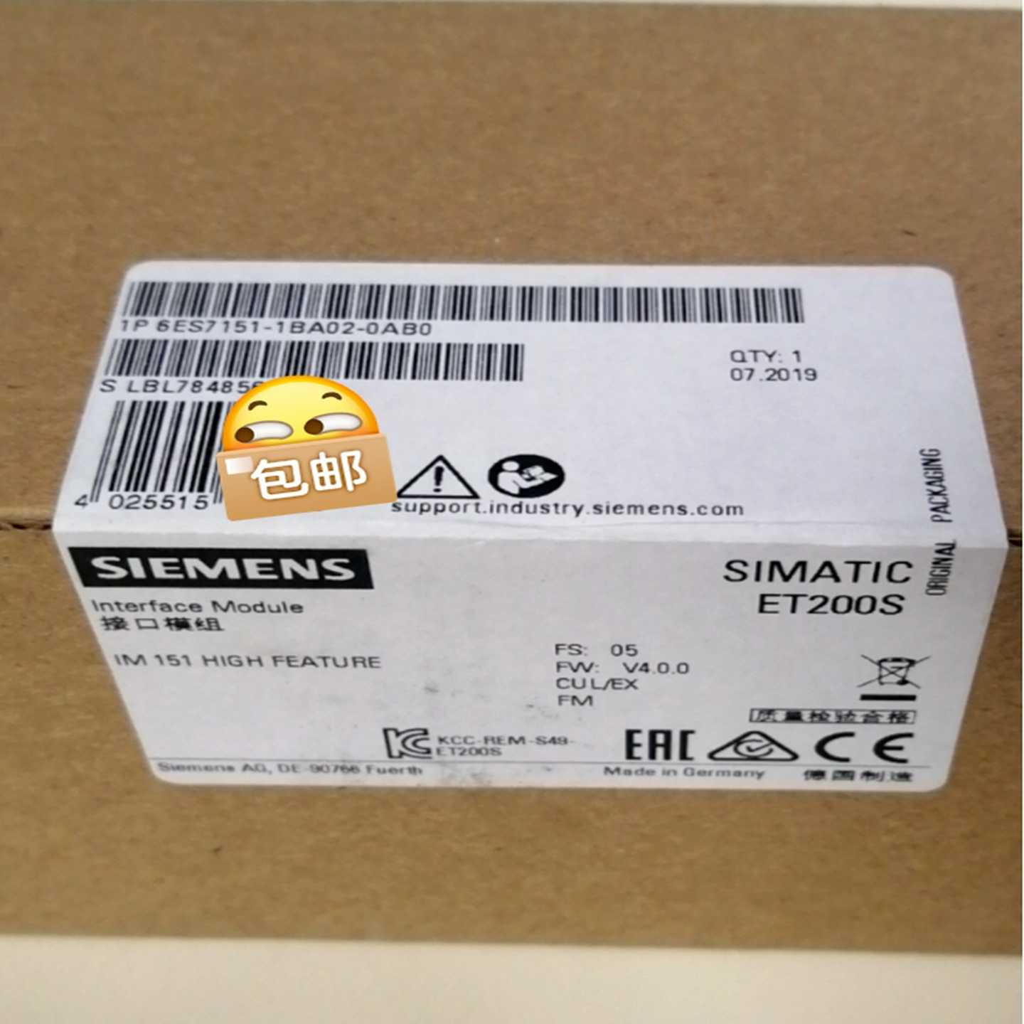 未开封6ES7151-1BA02-0AB0产品质保一年（佳毅工控）