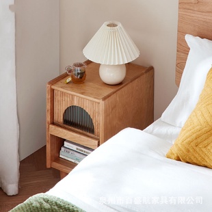 北欧家用卧室实木床头柜公寓靠墙床边几民宿简约迷你收纳床边柜