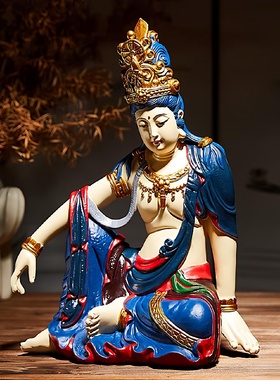 观音摆件菩萨形象坐像供奉中式禅意客厅茶空间装饰办公室桌面摆设