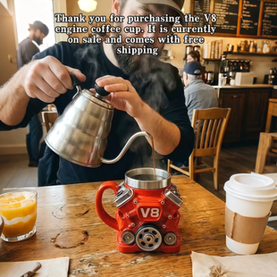 V8引擎发动机水杯树脂带内胆马克杯简约个性机械引擎V6发动机杯子
