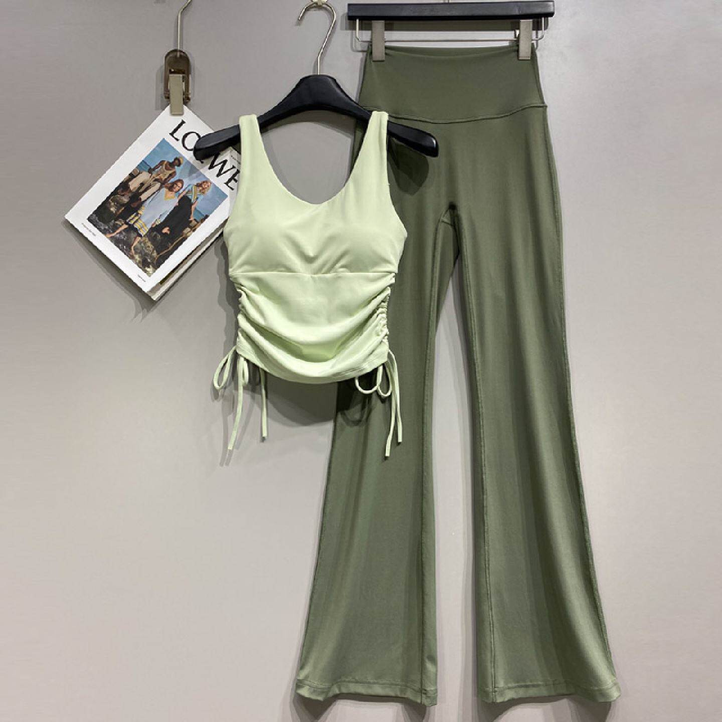 瑜伽服女套装高级感专业背心运动高颜值提臀高腰健身喇叭裤套装夏