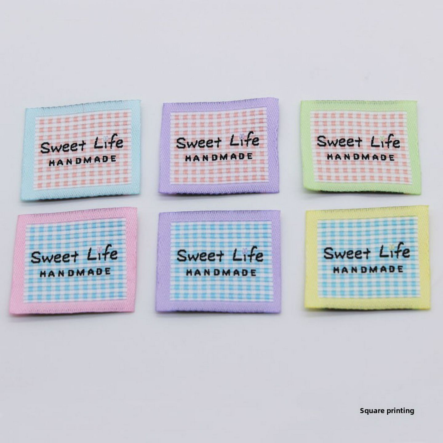 彩色格子handmade织标布标现货DIY手工品标签服装领标商标织唛