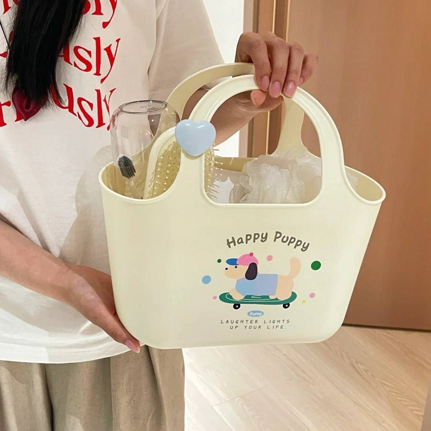 可爱卡通猫咪洗澡篮大容量手提洗漱篮学生浴室收纳筐高颜值沥水篮