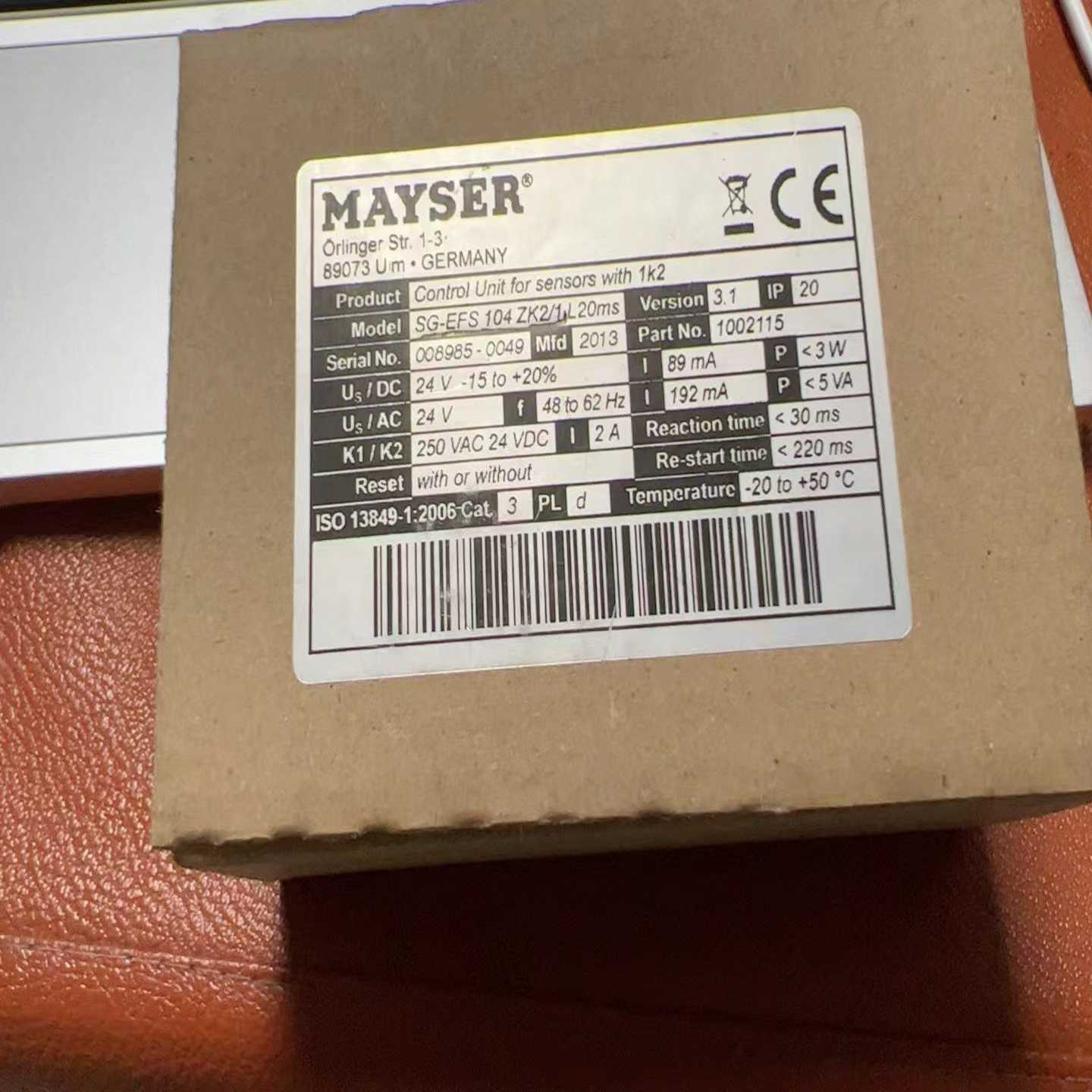 MAYSER继电器SG-EFS 104ZK2/1 L20ms拍前询价