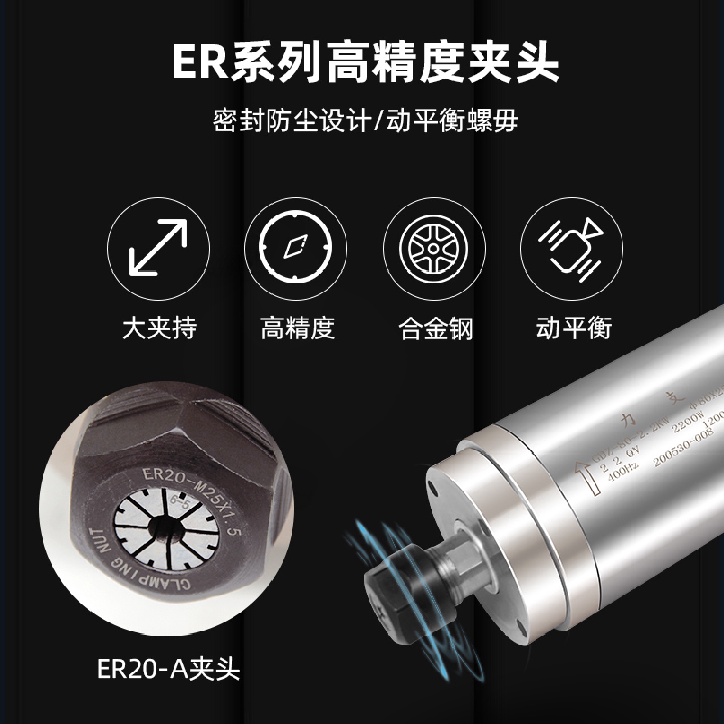 j8主轴电机W5K5KW雕刻高速800W动力头雕刻机电主轴其他g3