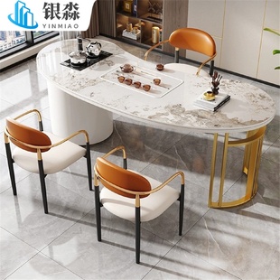 家用简约现代客厅阳台茶台 轻奢岩板茶桌椅组合办公室茶桌茶具套装