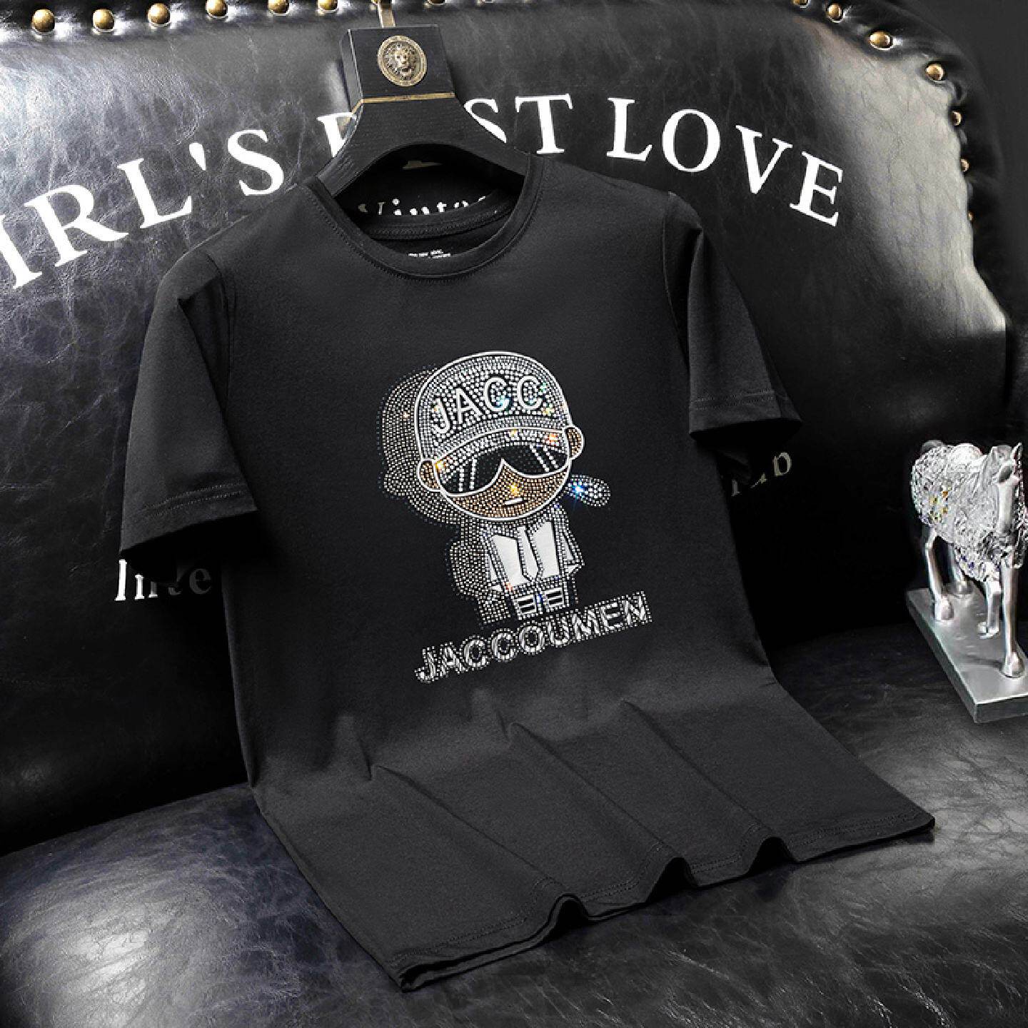 2026新款美式短袖恤男夏季潮牌动漫人物镭射烫钻上衣凉感潮半袖潮