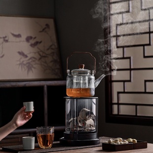 高硼硅玻璃提梁壶观火碳炉加热玻璃茶壶家用大号玻璃蒸煮茶壶泡茶