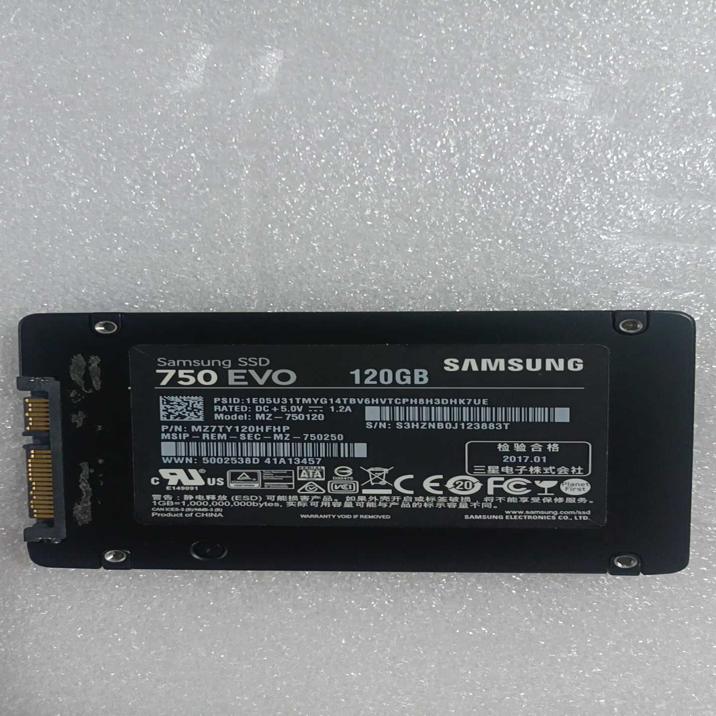 三星750EVO120GB固态硬盘健康度85%--议价商品
