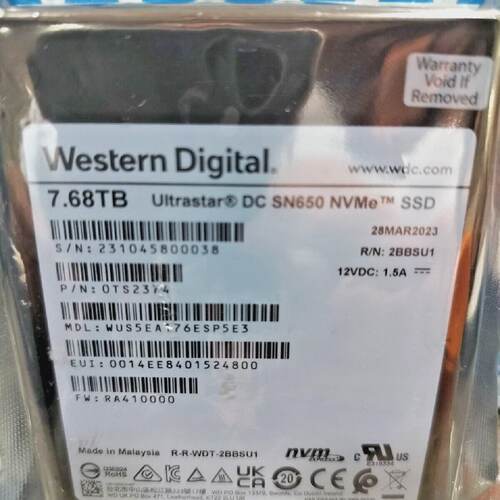 1PC Western Digital 0TS2374 7.68TB ULTRASTAR DC SN650 WUS5EA