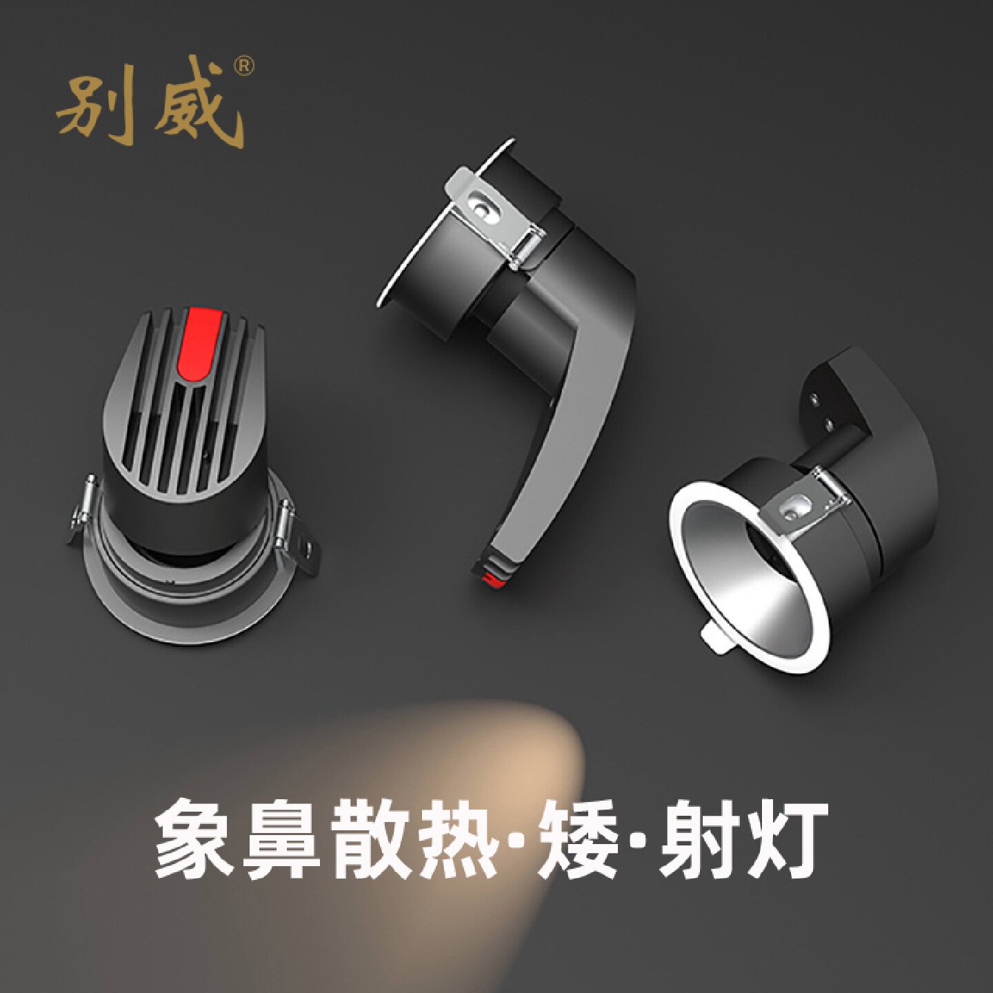 全光谱高显指防眩护眼无频闪长鼻子高端射灯家装客厅象鼻无主灯