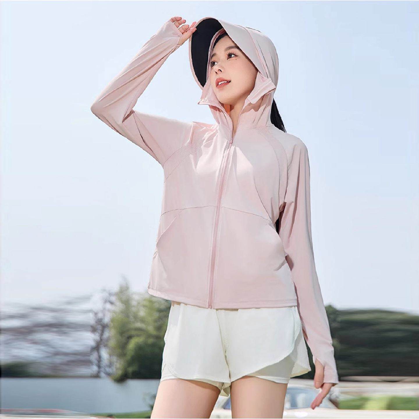 冰丝防晒衣女夏2025新款宽松户外防紫外线透气遮脸一体防晒服外套