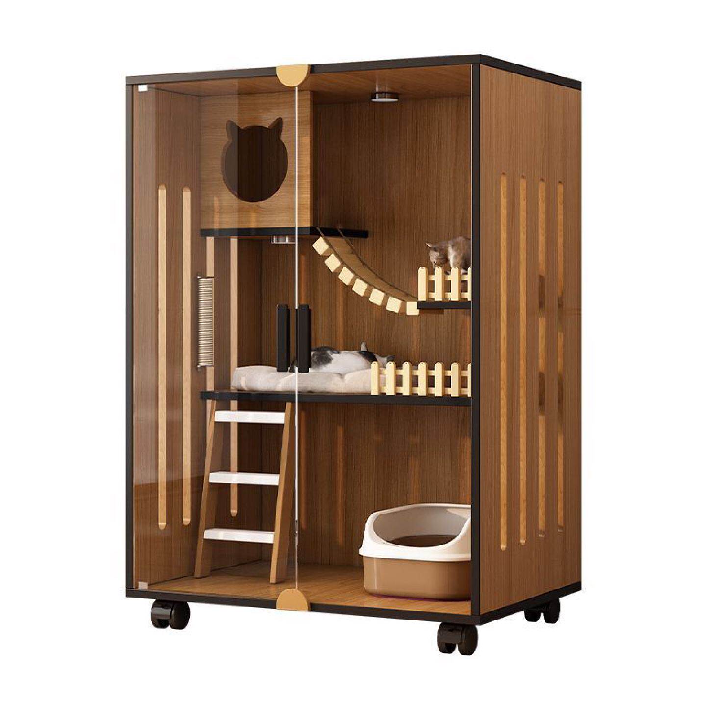 宠物柜其它柜类别墅家用室内超大自由空间一体豪华猫房猫咪宠物柜