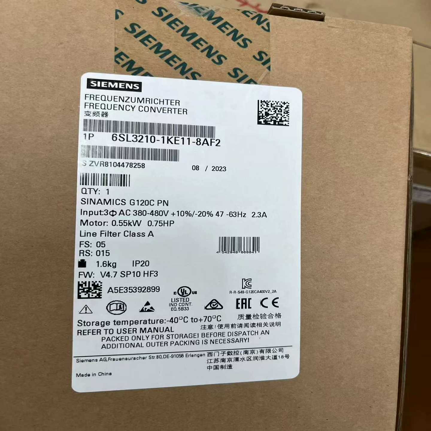 变频器6SL3210-1KE11-8AF2，，议询价