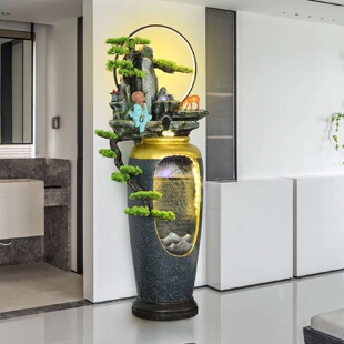 花瓶假山循环流水喷泉摆件花园景观落地客厅室内店面招财景观装 饰