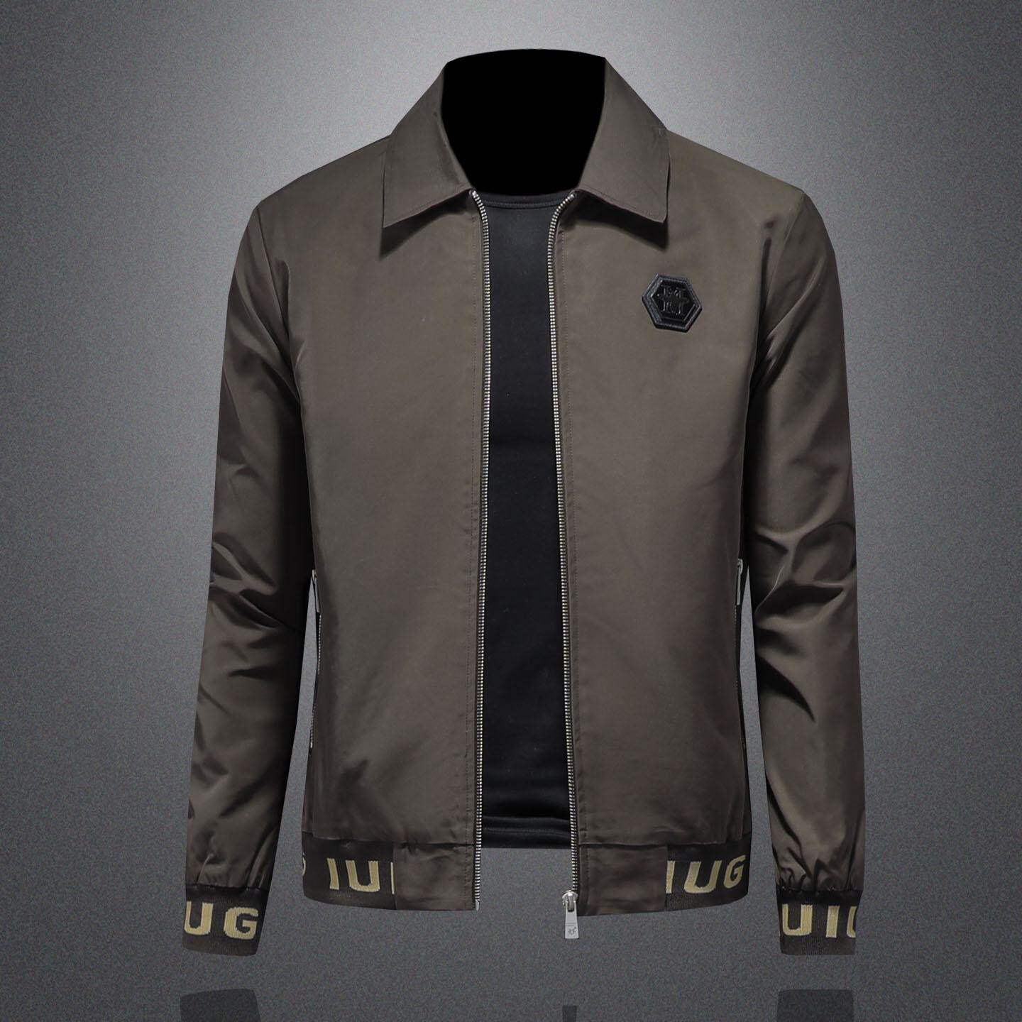 翻领夹克男士咖啡色休闲西服上衣时尚简约高端百搭秋冬新款外套潮