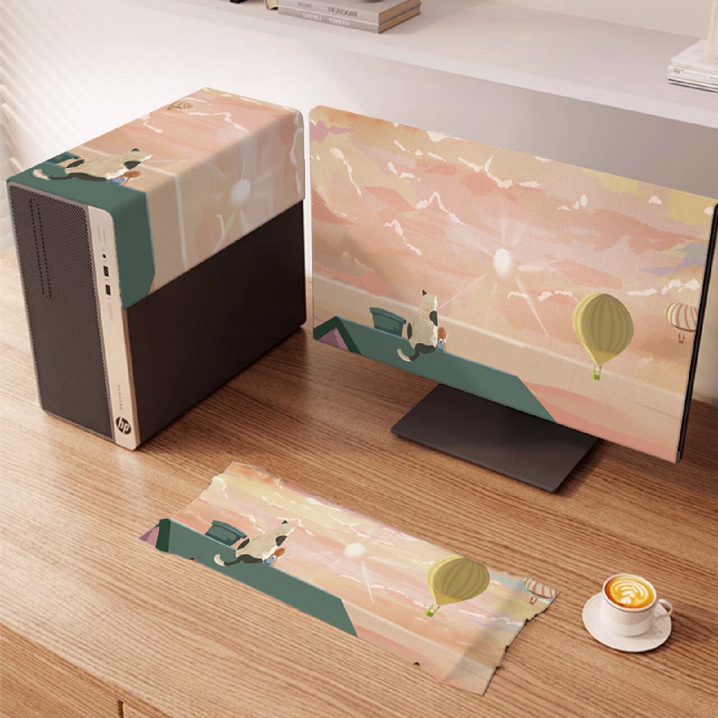 电脑防尘罩三件套显示器键盘盖布主机遮尘台式屏幕装饰保护套防灰