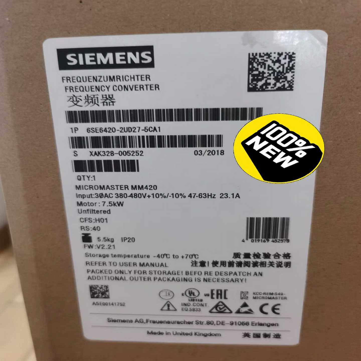 6SE6420-2UD27-5CA1MM420变频询价