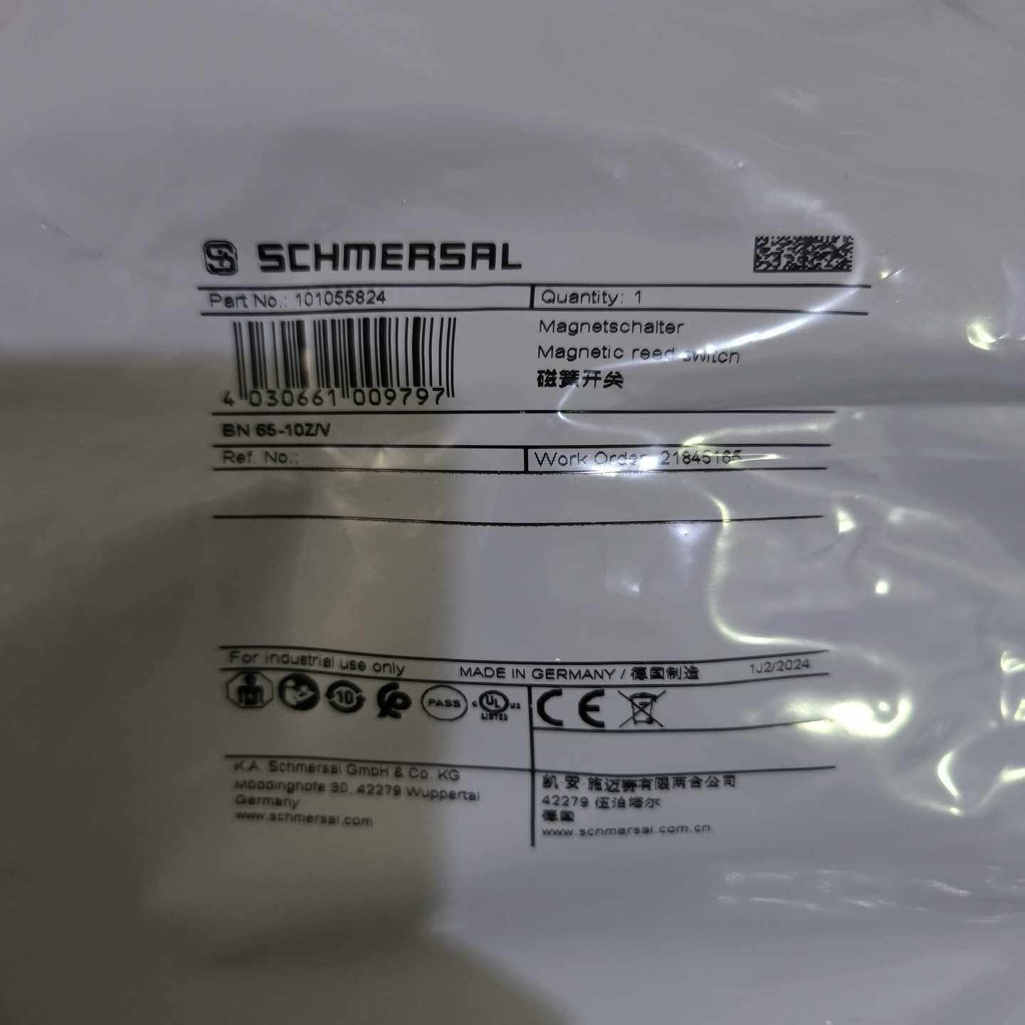 BN65-10Z/V101055824施迈赛磁簧开关全新原装正品现货