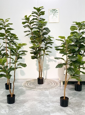 盆栽植物北欧绿植仿真树盆景室内客厅装饰摆件落地风琴叶榕大型假
