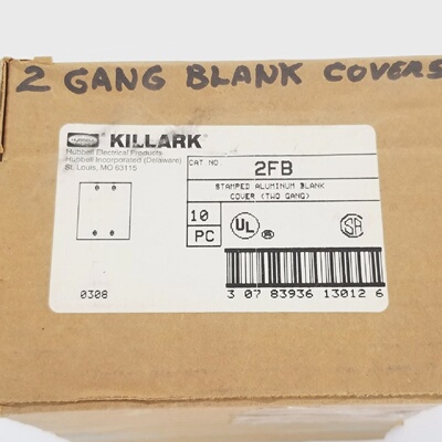BOX OF 10 NEW HUBBELL KILLARK 2FB STAMPED ALUMINUM BLANK COV