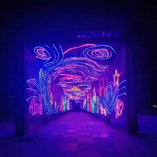 LED幕墙顶灯饰画大型商业街灯光天幕方案设计街道灯光亮化造型
