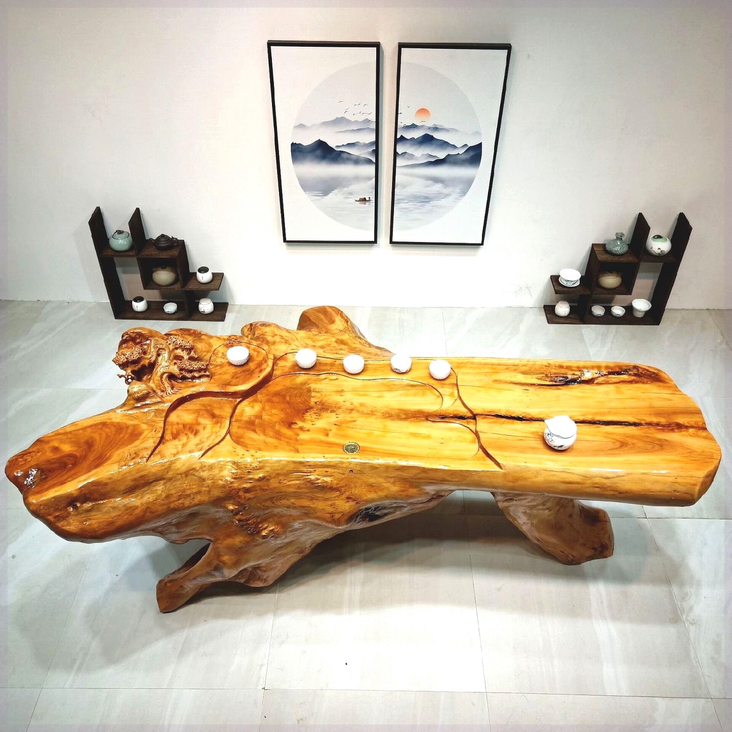 天然根雕茶台树根实木茶桌原木整体大小型家用茶几客厅阳台经济型