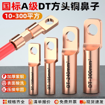 国标DTF方头铜鼻子接线端子断路器空开堵油铜接头10300平方线耳