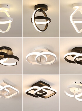 85-256电压灯具led简约现代过道走廊吸顶灯双圆衣帽间厨房玄关灯