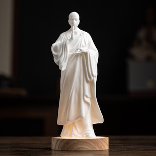 禅意人物小僧居家客厅书房办公室桌面摆设 创意白瓷小和尚摆件中式