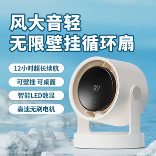 风扇静音家用厨房空气循环扇桌面降噪数显电风扇 高速免打孔壁挂式