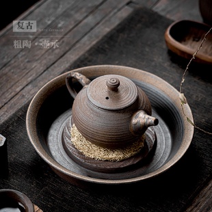 壶承陶瓷干泡台圆形家用茶具配件紫砂壶底座承托茶壶垫复古 日式