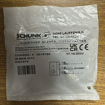 SCHUNK0301578INDUCTIVEPROXIMITYSWITCH**NEWINBAG**