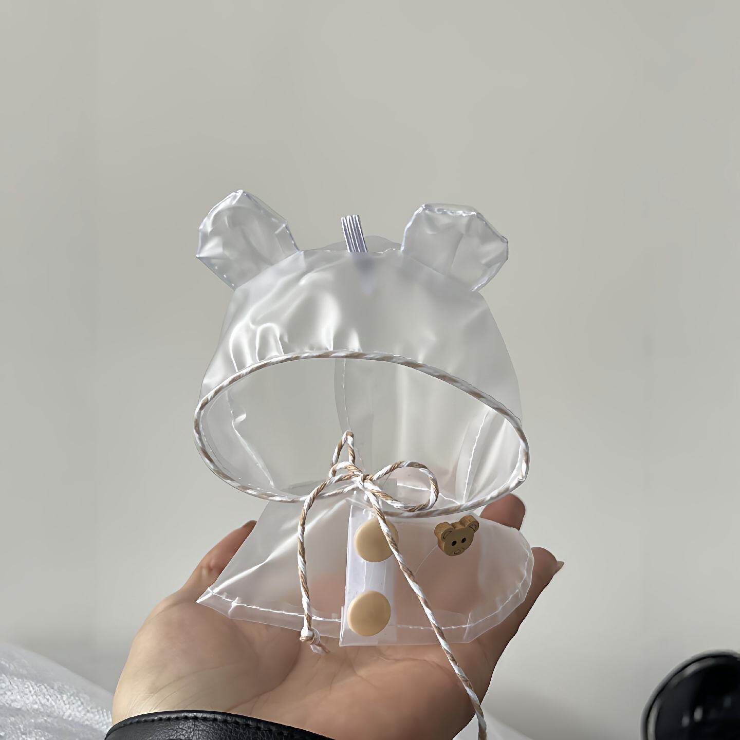 迷你透明玩偶雨衣创意可爱玩偶配件可穿娃衣卡通棉花娃娃换装衣服