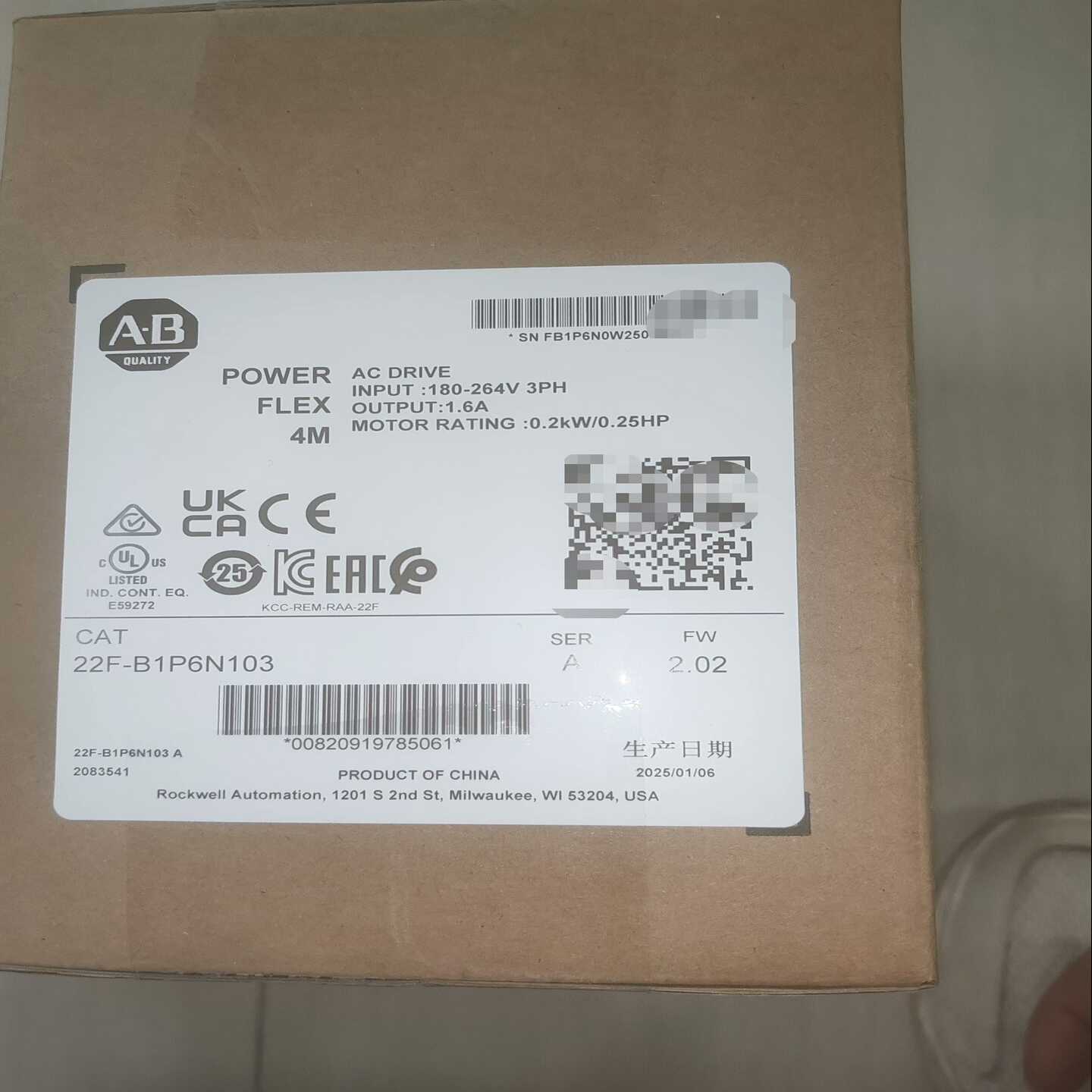 22F-B1P6N103罗克韦尔AB变频器原询价