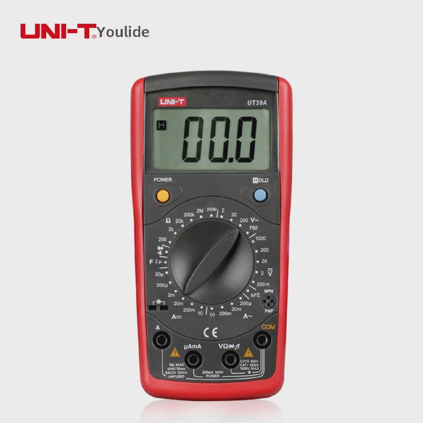 Unilide数字万用表Ut39AUt39BUt39CUt39E万用表测试笔电池