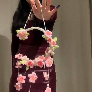 饰送情侣闺蜜 粉色桃花风铃diy扭扭棒材料装 装 饰品挂饰新款