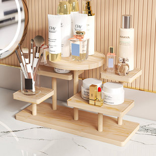 天秤座实木桌面置物架趣味展示化妆手办家用多层盲盒收纳整