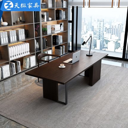 天纵美式实木老板桌总裁桌设计师工作台主管经理单人办公桌椅组合