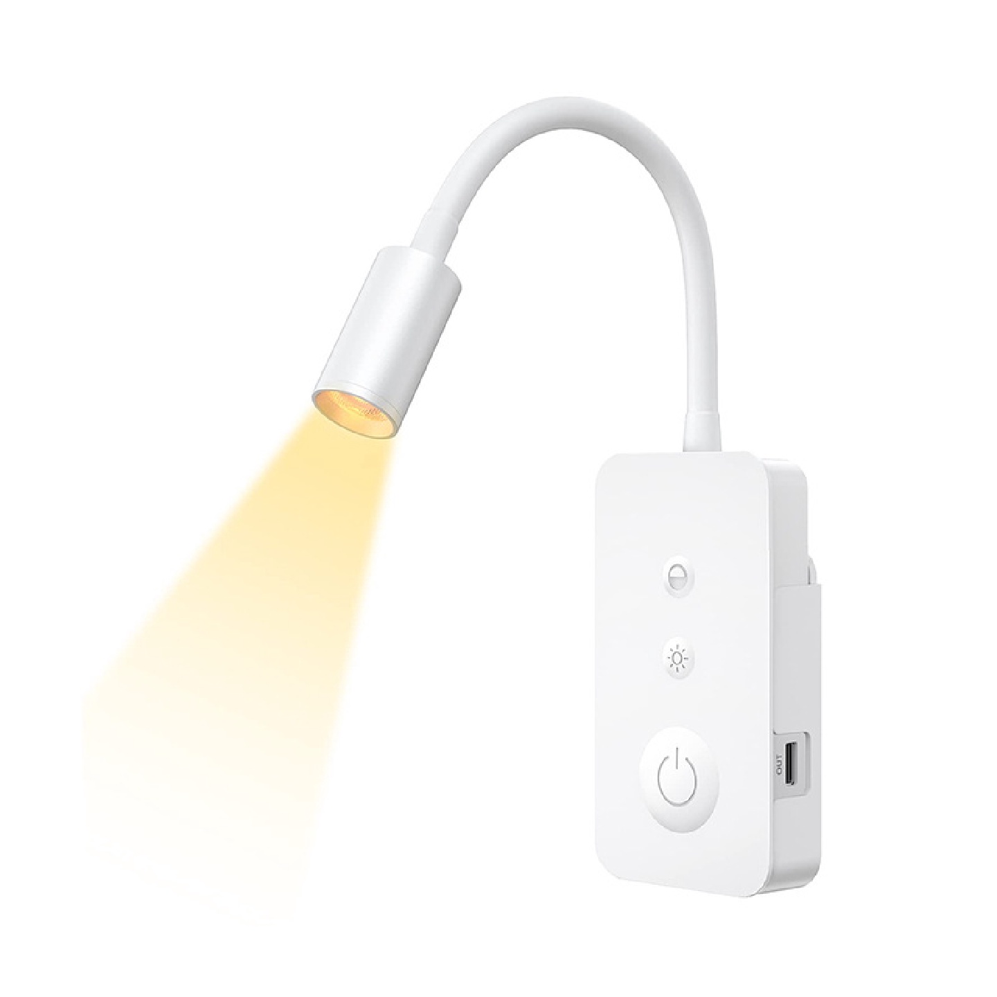 壁挂式LED床头灯可充电可调光床头灯灵活的鹅颈和USB充电输出