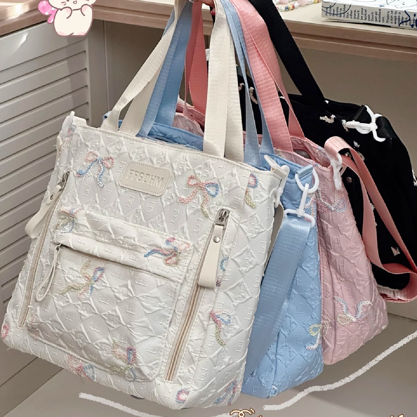 大容量补习手提袋日系ins百搭单肩包大学生上课通勤斜挎包包女