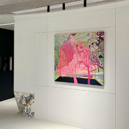 现代法式挂画高级感奶油风餐厅粉色系装饰画简约轻奢客厅沙发后