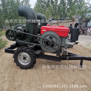 柴油机灌溉水泵工程排水抽水机 大八寸工地排涝泵拖车款