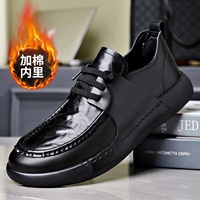 秋冬加絨純皮商務(wù)休閑牛皮手抓紋舒適圓頭系帶時(shí)尚百搭軟底皮鞋男
