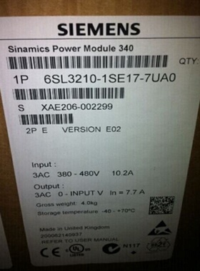 议价6SL3210-1SE24-5UA0西门子S120变频器22KW 6SL32101SE245UA0