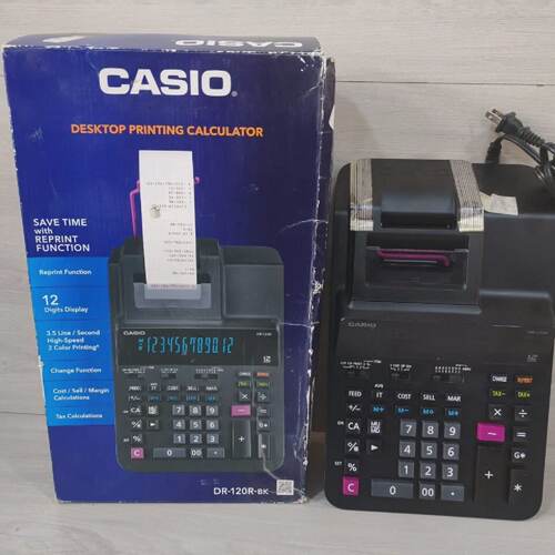 CASIO DR120R HEAVY DUTY PRINTING CALCULATOR BLACK DESKTOP 10