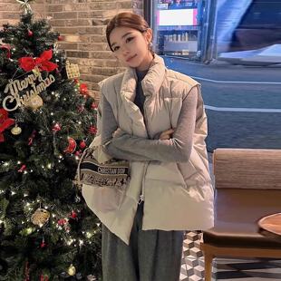 羽绒马甲女款外穿2025冬新款立领宽松保暖背心白鸭绒马夹坎肩外套